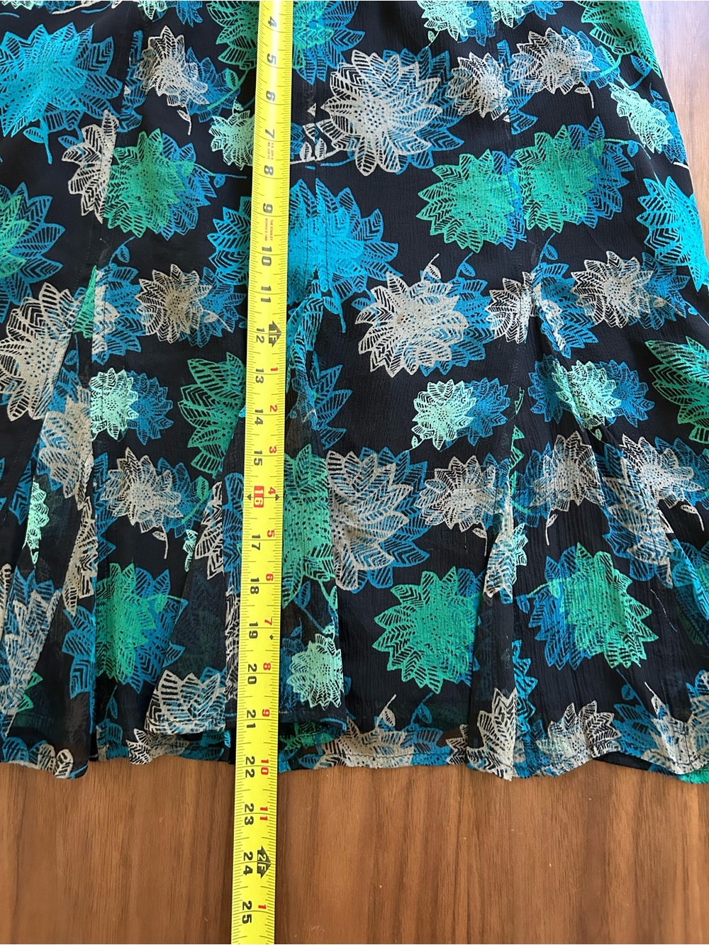 Vintage Alfani Black Midi Skirt with Teal & Aqua Floral Print - Picture 8 of 8